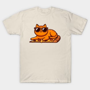 Relaxed Cat on the Pizza T-Shirt